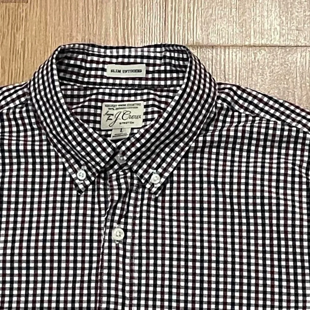 J.Crew Men’s Large Slim Untucked Long Sleeve Button Down Shirt Gingham Check